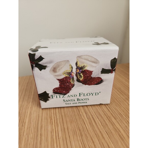 Fitz & Floyd "Santa Boots" Salt & Pepper Shakers w/ Original Box - Picture 1 of 8